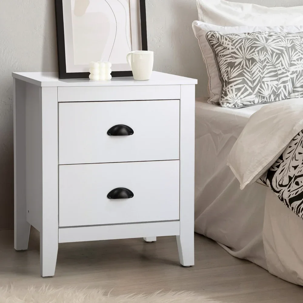 Bedside Table 2 Drawers Nightstand Vintage
