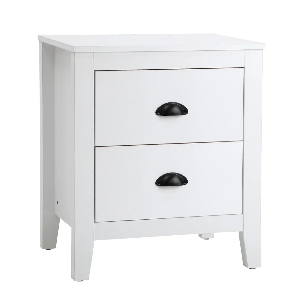 Bedside Table 2 Drawers Nightstand Vintage - Image 2