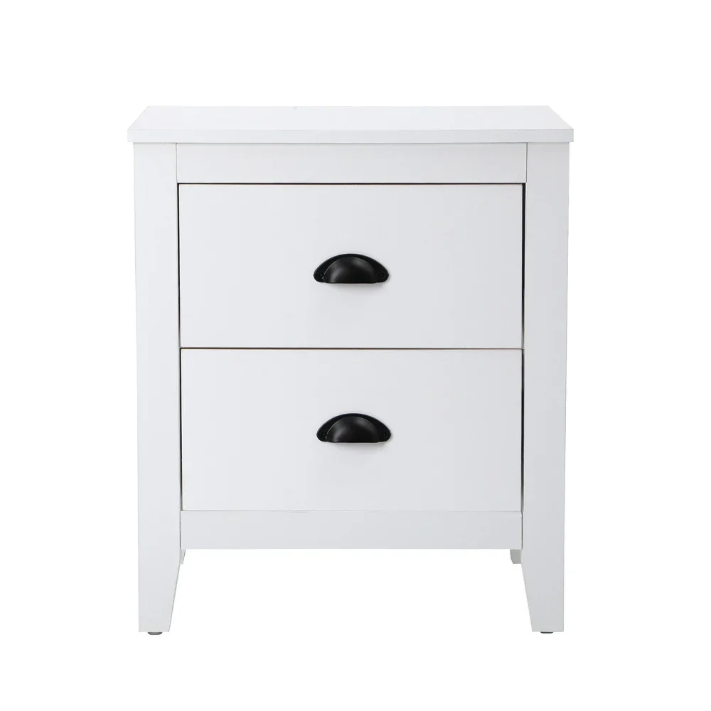 Bedside Table 2 Drawers Nightstand Vintage - Image 3
