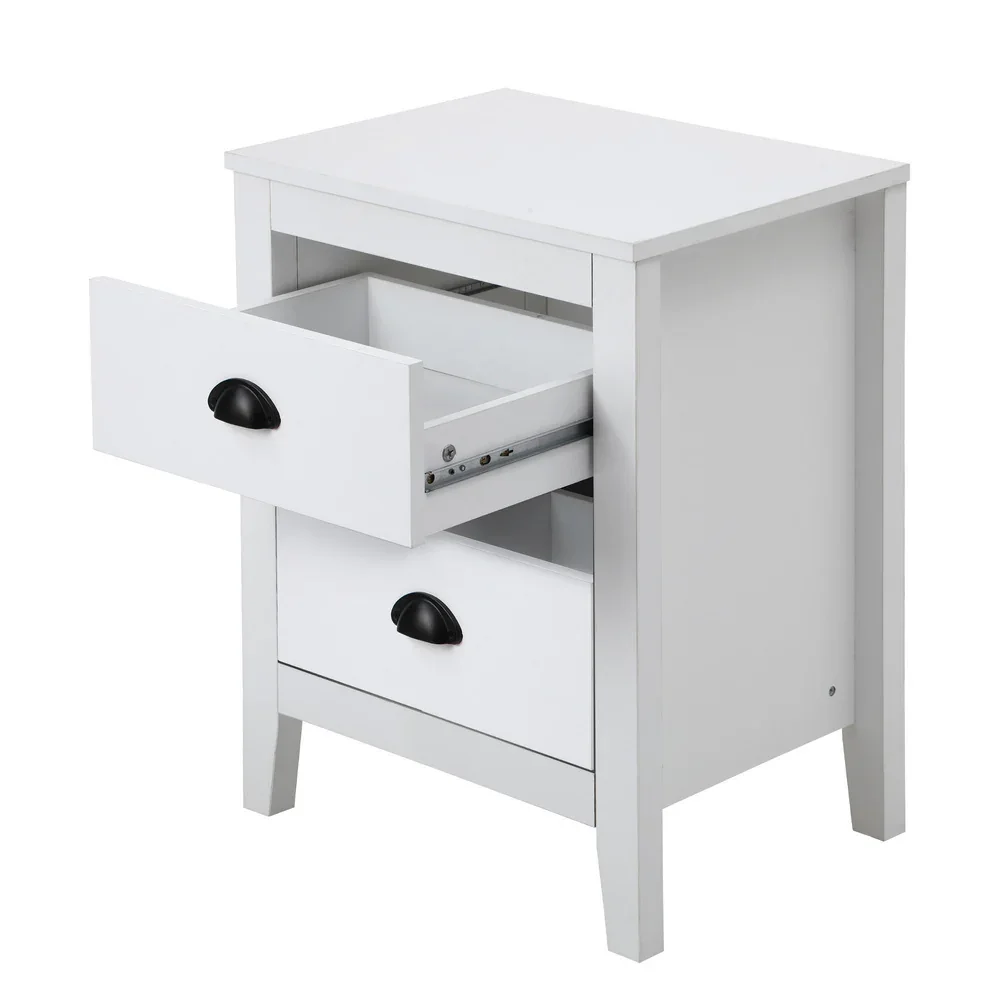Bedside Table 2 Drawers Nightstand Vintage - Image 5