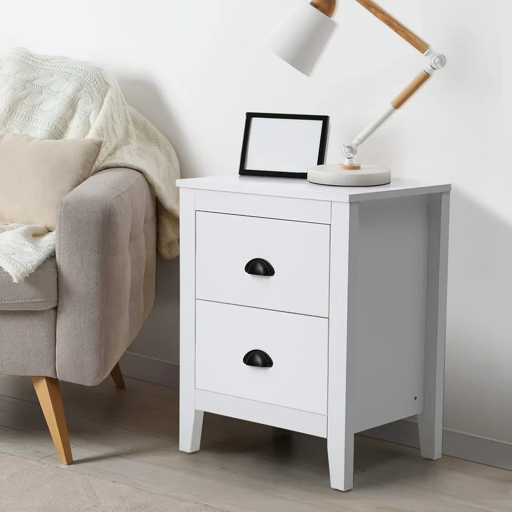 Bedside Table 2 Drawers Nightstand Vintage - Image 8