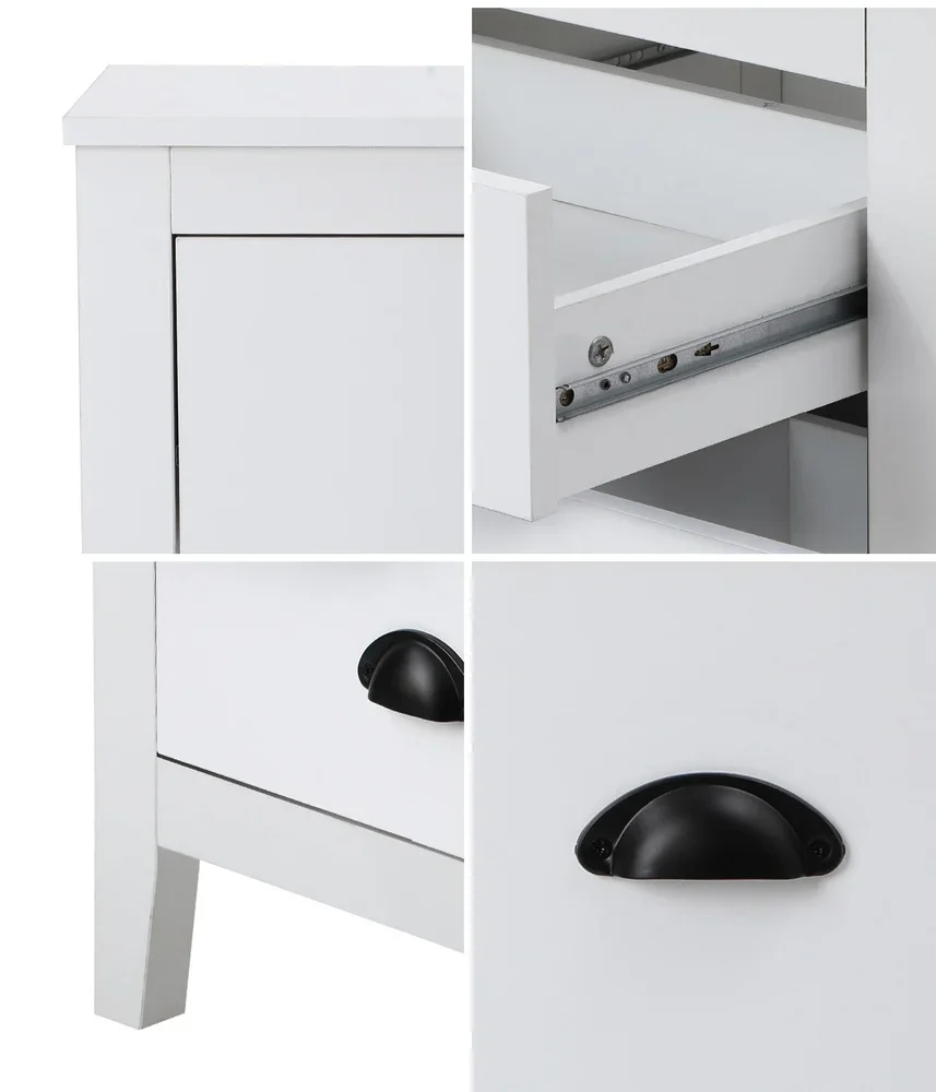 Bedside Table 2 Drawers Nightstand Vintage - Image 9
