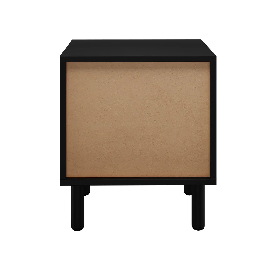 Bedside Table 2 Drawers Rattan Black - Image 6