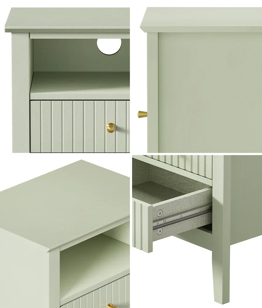 Bedside Table Nightstand 2 Drawer with Storage Cabinet Green - Image 7
