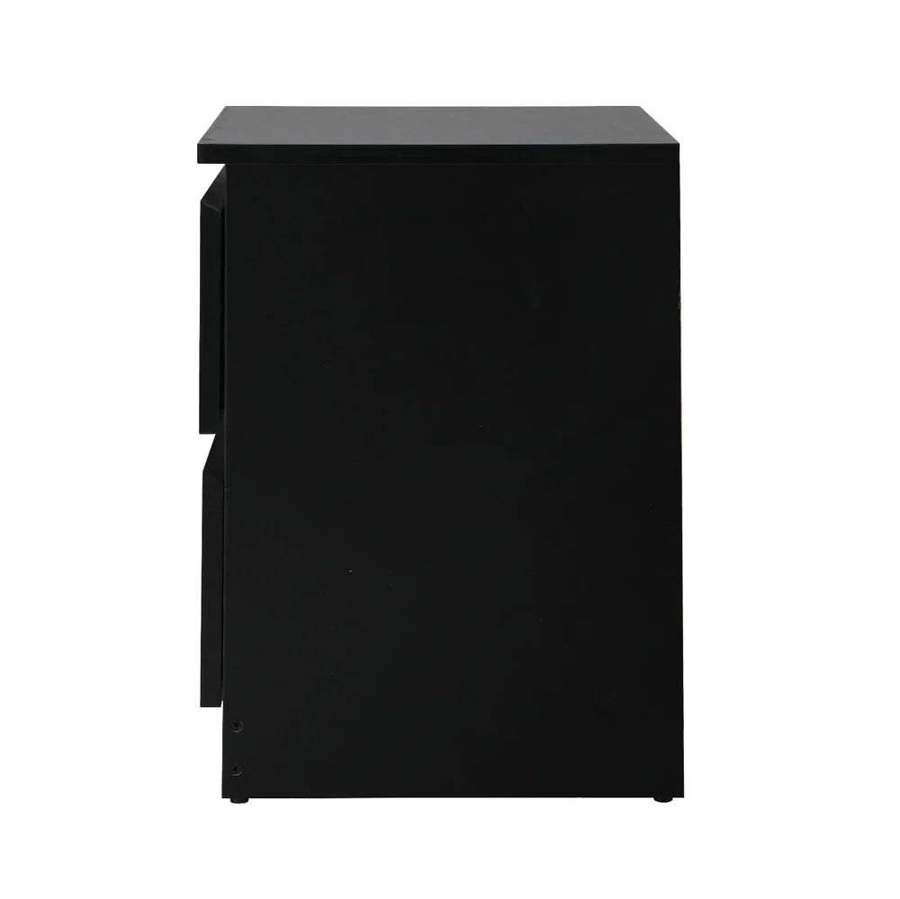 Bedside Table Nightstand 2 Drawers Black - Image 5