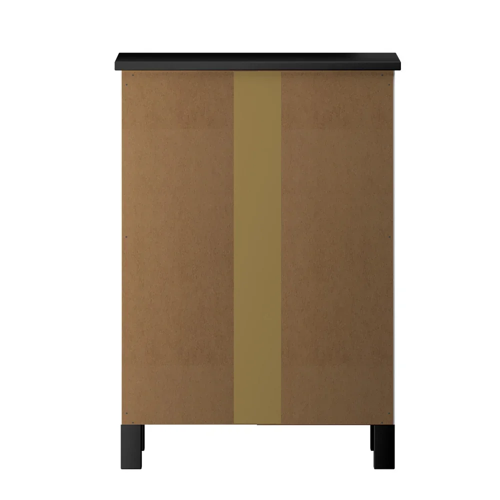 Bedside Table 3 Drawers Hamptons Furniture Black - Image 5