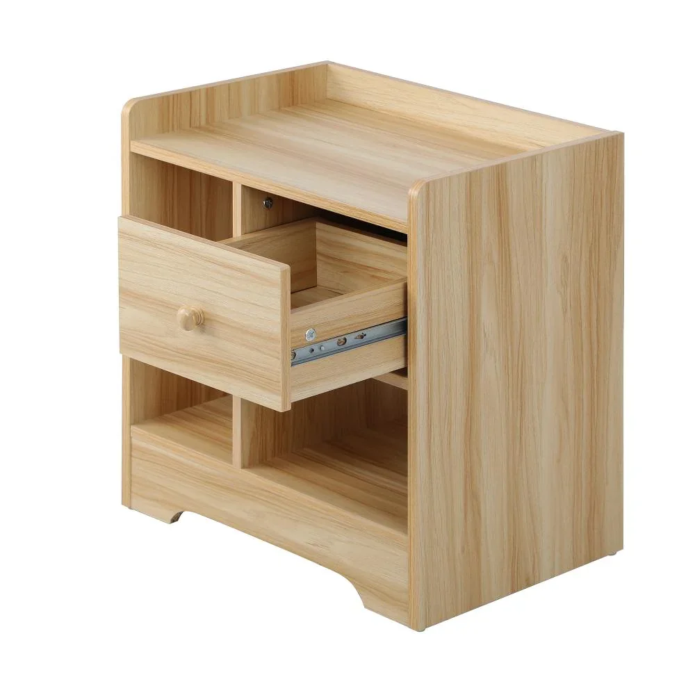 Bedside Table with Drawer & Storage Space Wooden - Image 4