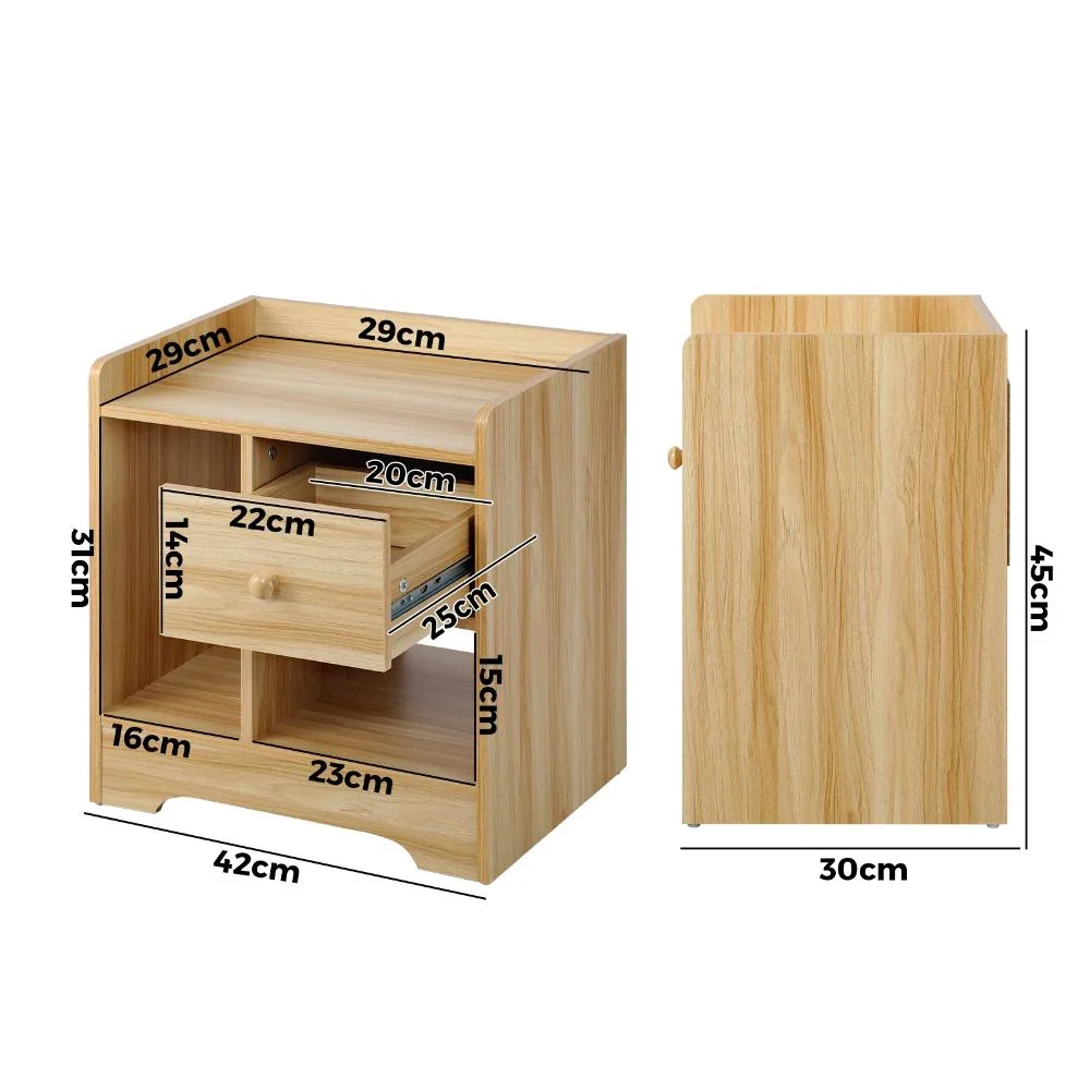 Bedside Table with Drawer & Storage Space Wooden - Image 7