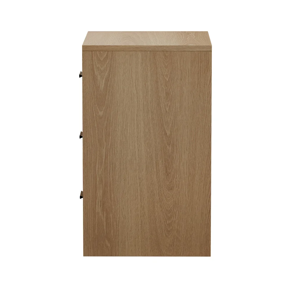 Bedside Table 3 Drawers Nightstand Bedroom Storage Natural - Image 2