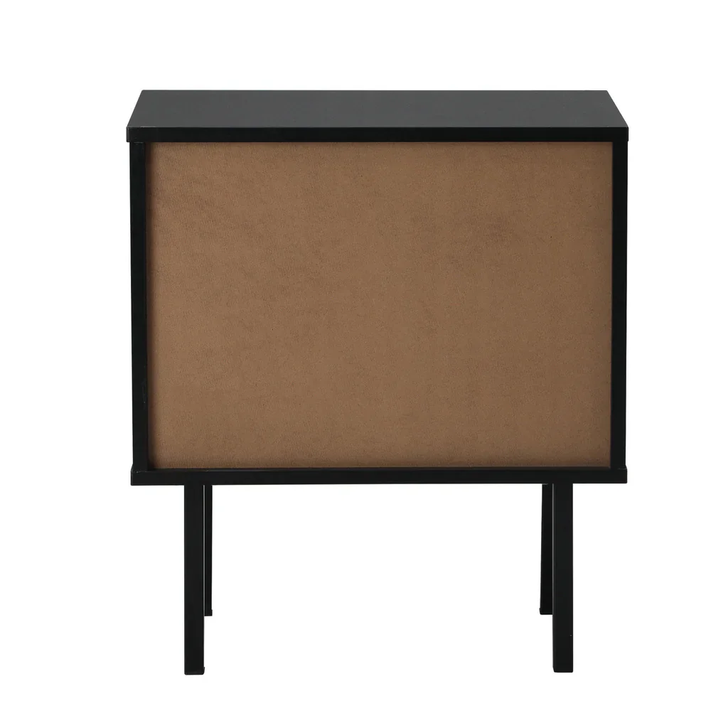 2X Bedside Tables Storage Cabinet Glass Door Black - Image 2