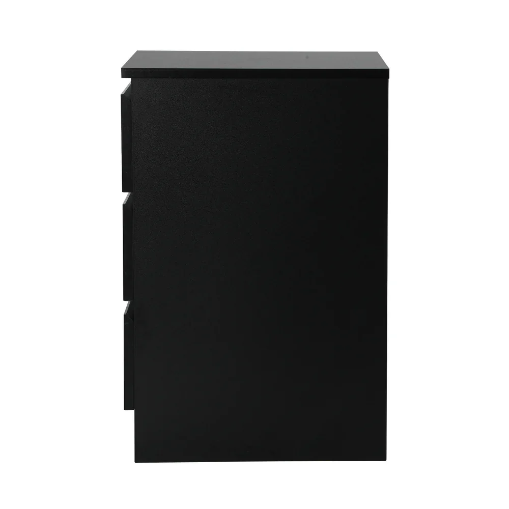 Bedside Table 3 Drawers Storage Cabinet Black - Image 2