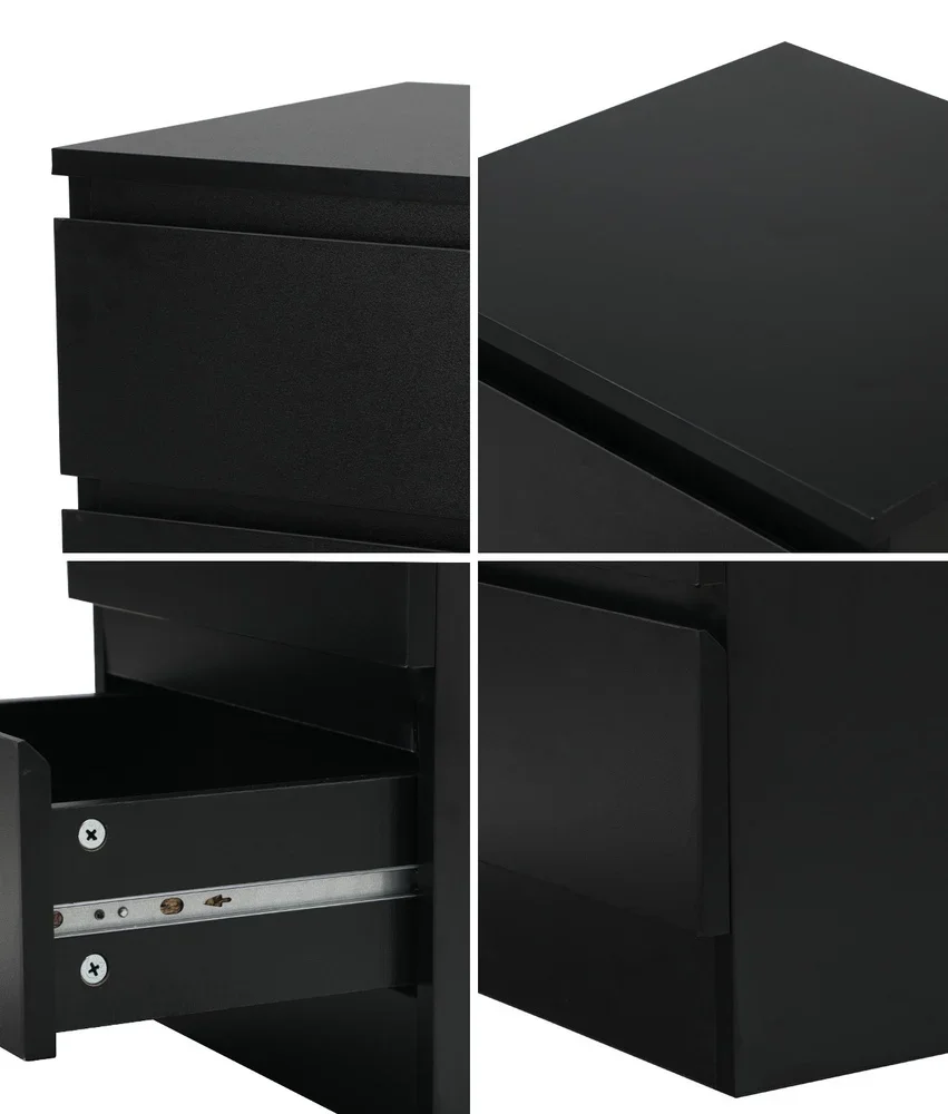 Bedside Tables Set of 2 Side Table Nightstand Black - Image 6