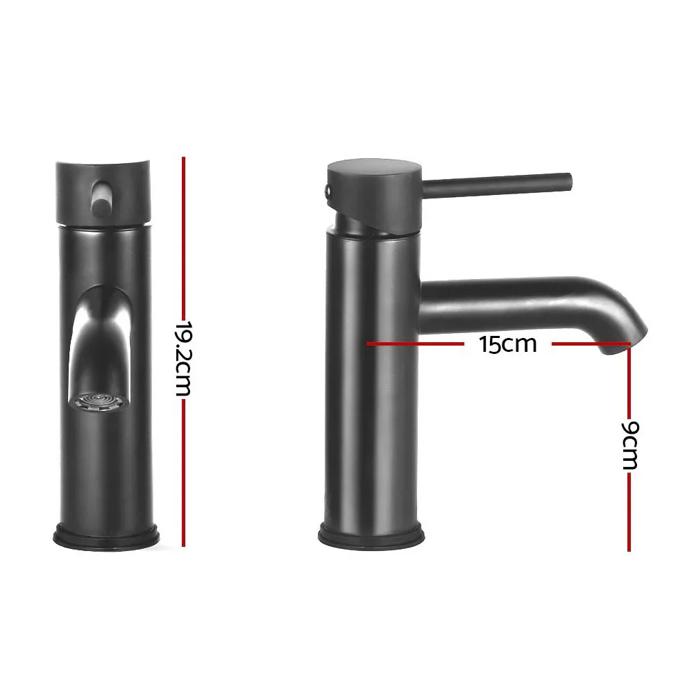 Bathroom Basin Mixer Tap Round Brass Faucet Vanity Laundry Black - Image 6