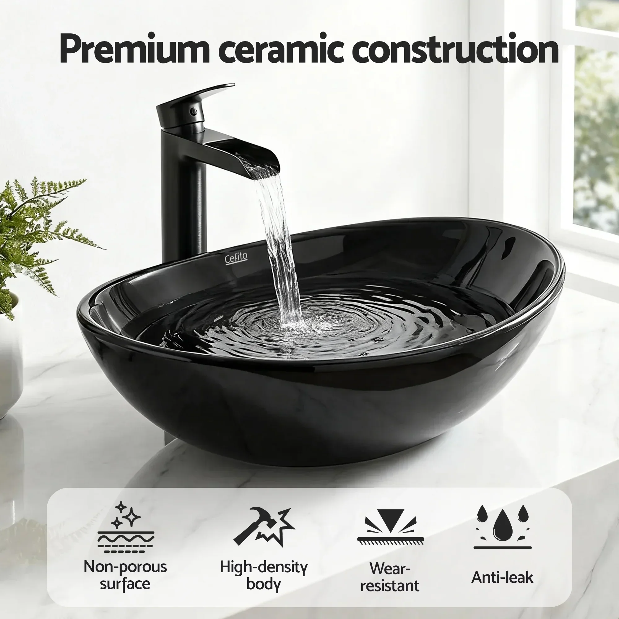 Bathroom Basin Ceramic Vanity Sink Hand Wash Bowl 41x34cm - Image 5