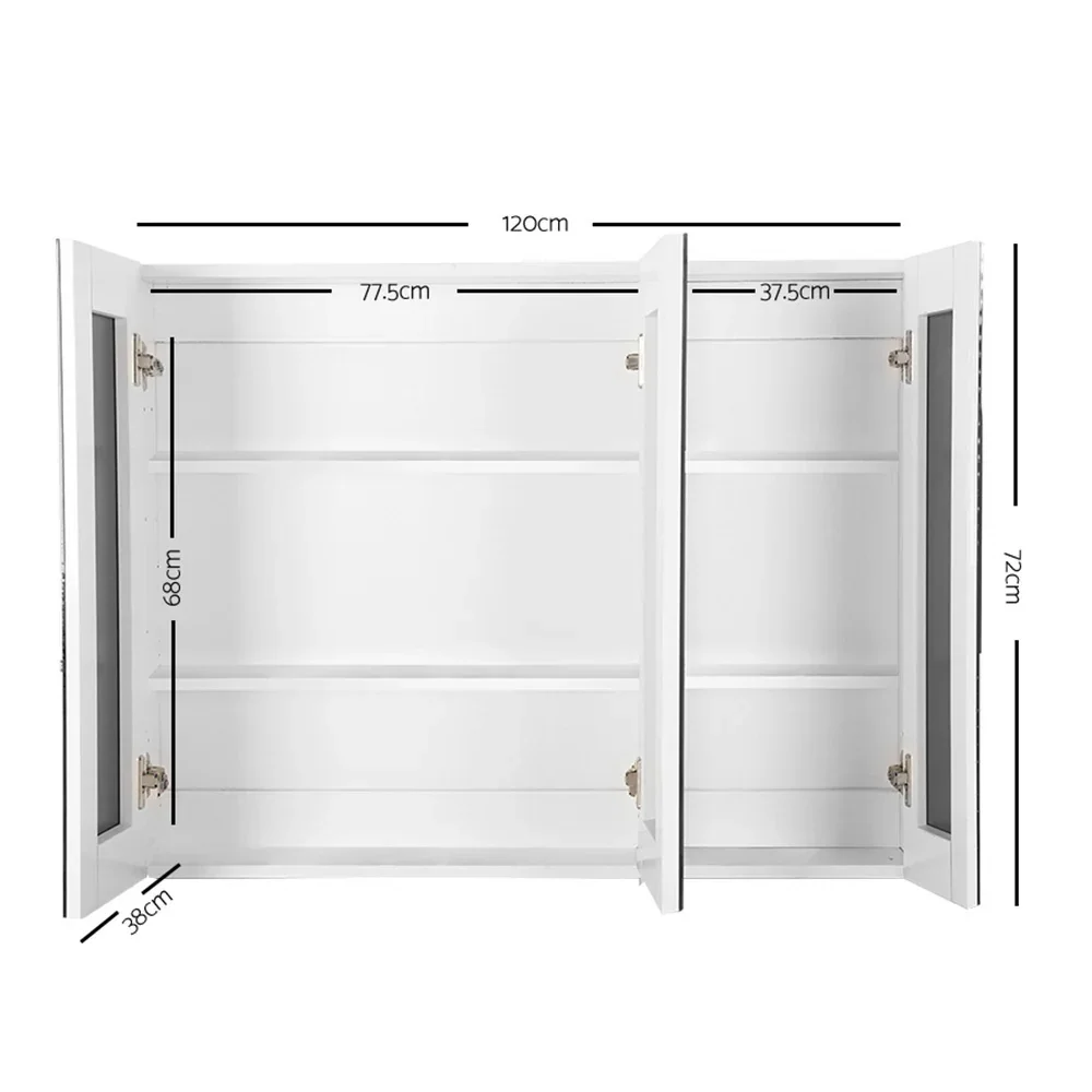 Bathroom Mirror Cabinet 1200x720mm White - Image 3