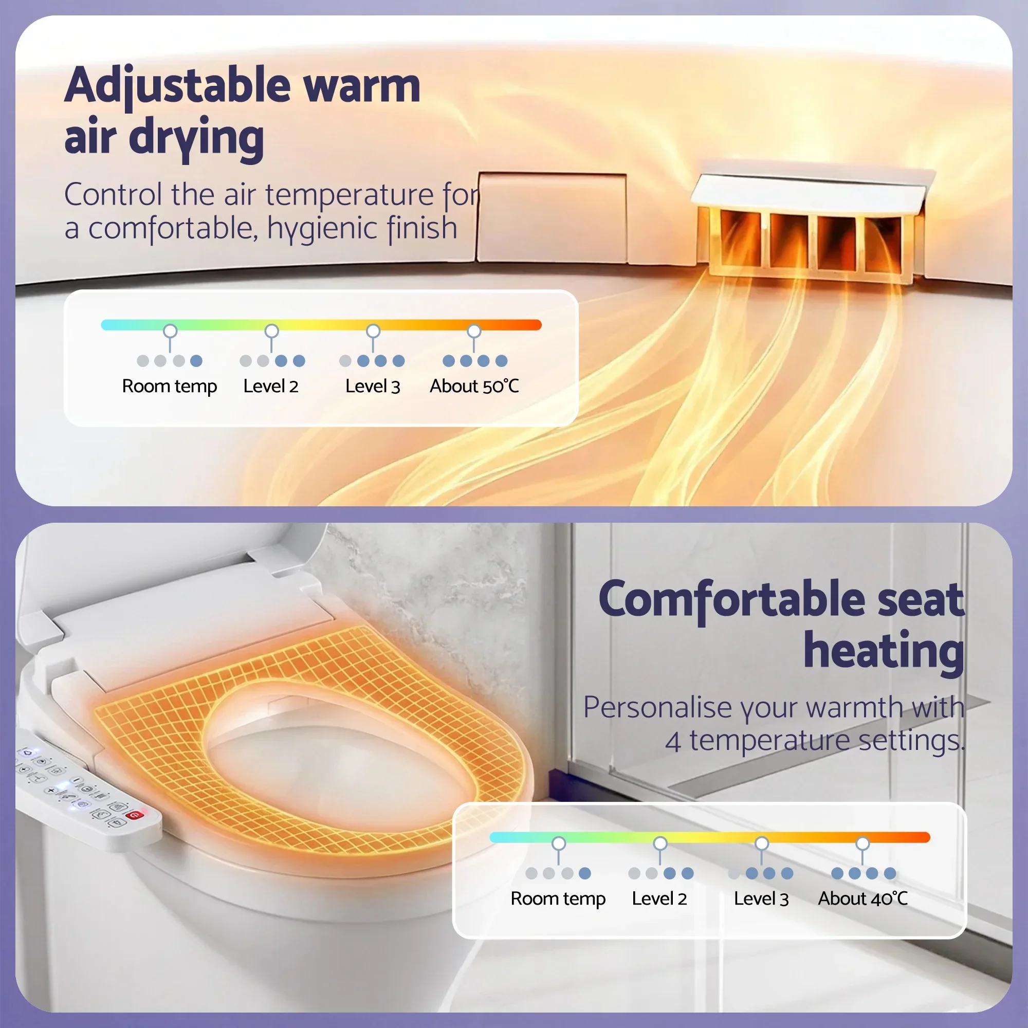 Electric Bidet Toilet Seat Cover Heated Warm Water Dryer LED Night Light - Image 8