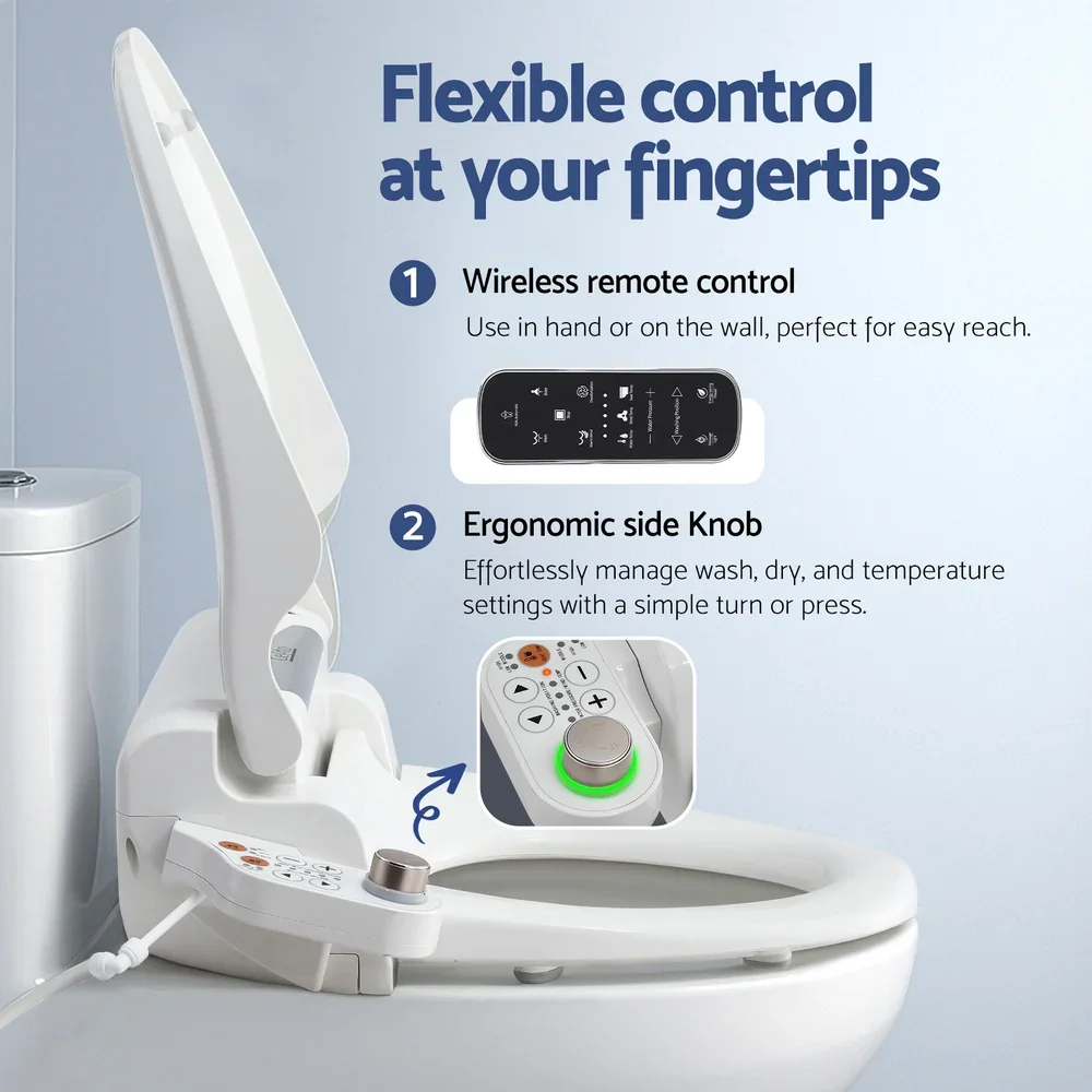 Electric Bidet Toilet Seat Cover LED Night Light Heated Seat with Remote - Image 5