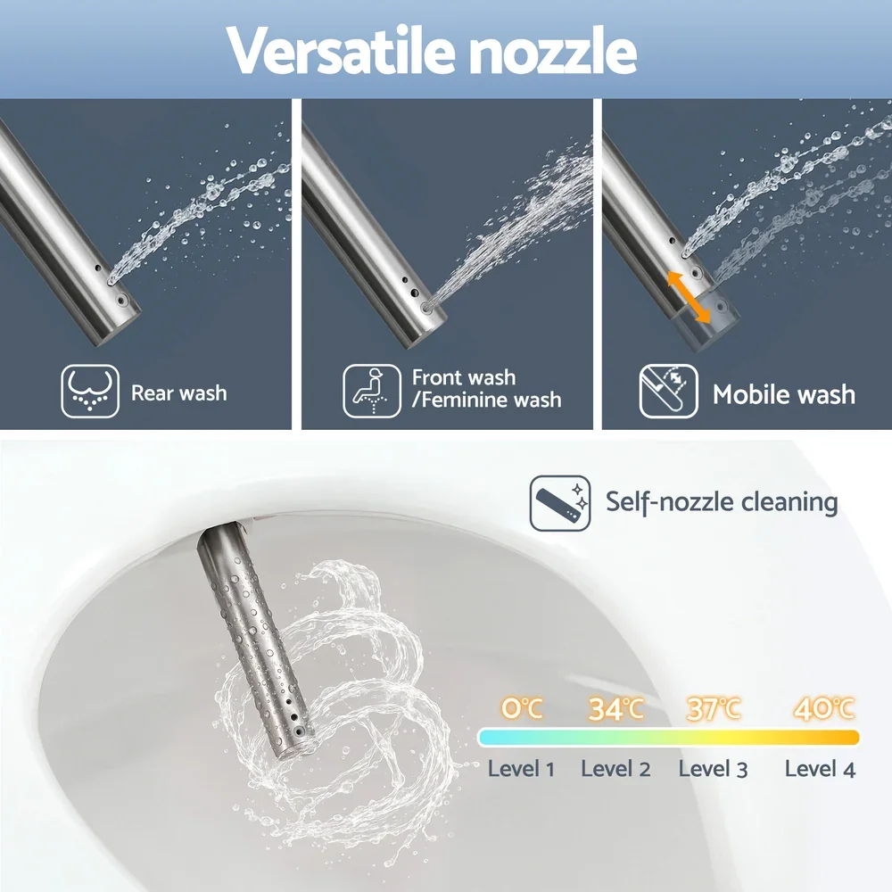 Electric Bidet Toilet Seat Cover LED Night Light Heated Seat with Remote - Image 6