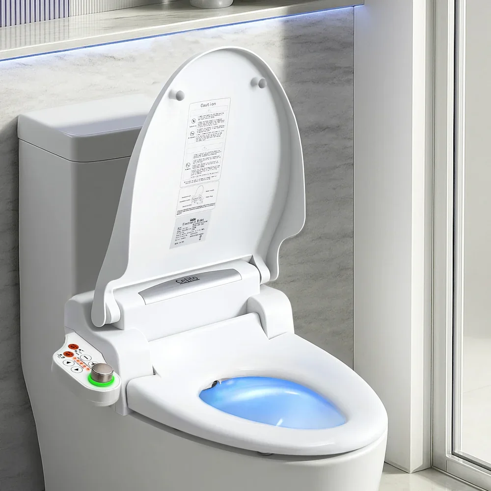 Electric Bidet Toilet Seat Cover LED Night Light Heated Seat with Remote - Image 7