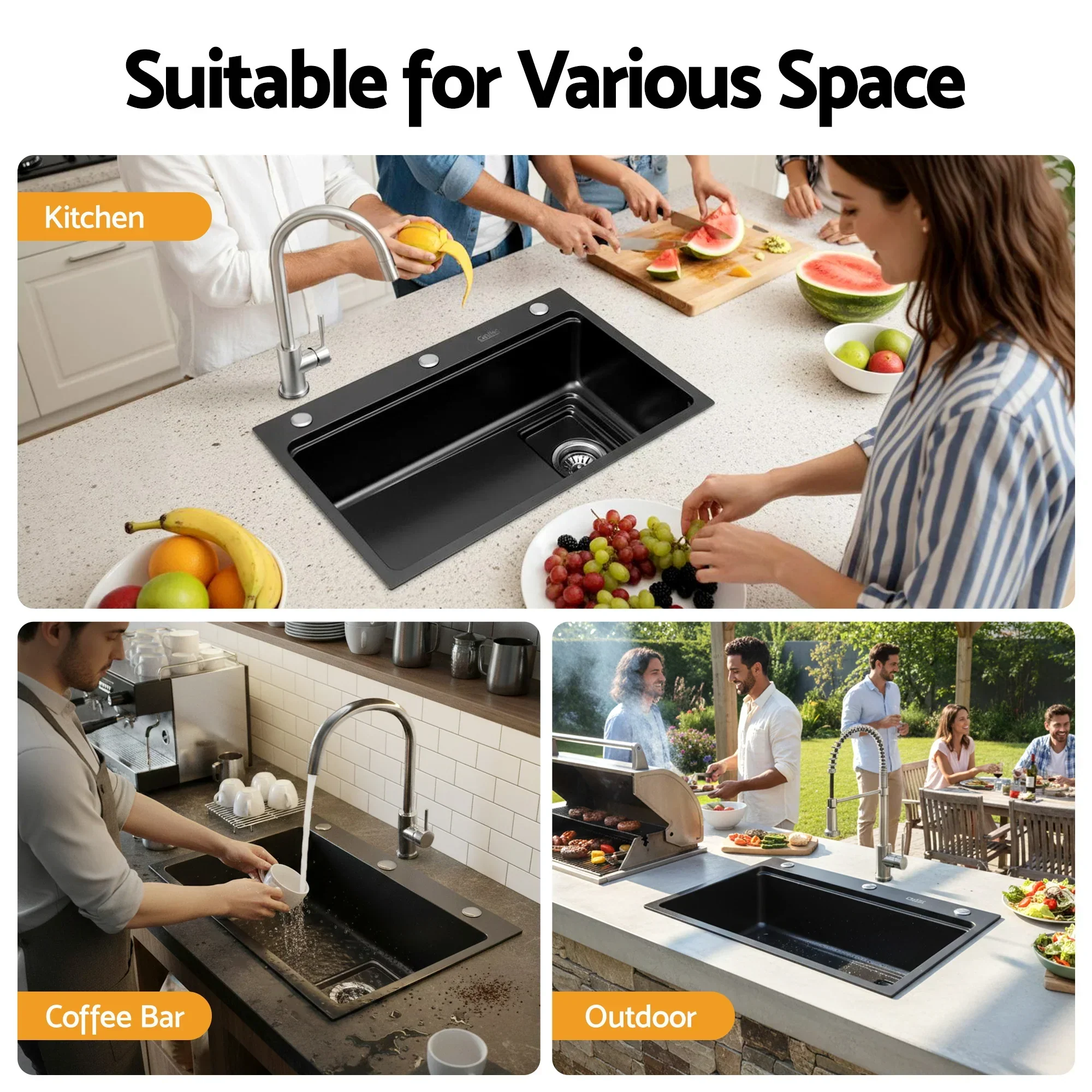 Kitchen Sink 304 Stainless Steel Bar Sink Millet Grain Water Basin Sink - Image 5