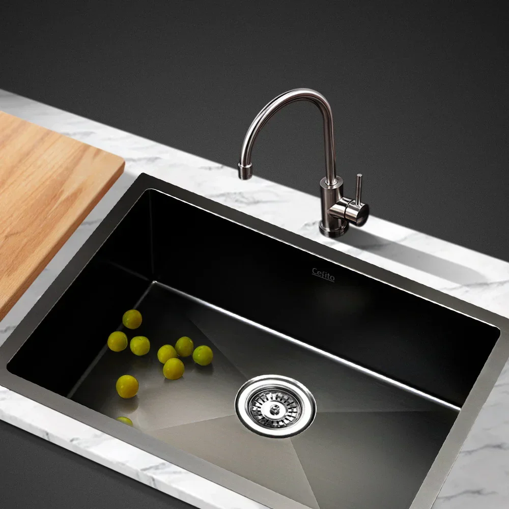 Kitchen Sink 60X45CM Stainless Steel Basin Single Bowl Black - Image 7