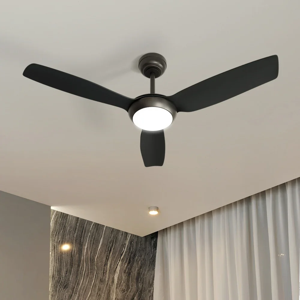 52" Ceiling Fan with Light DC Remote Control 5 Speed Black - Image 6