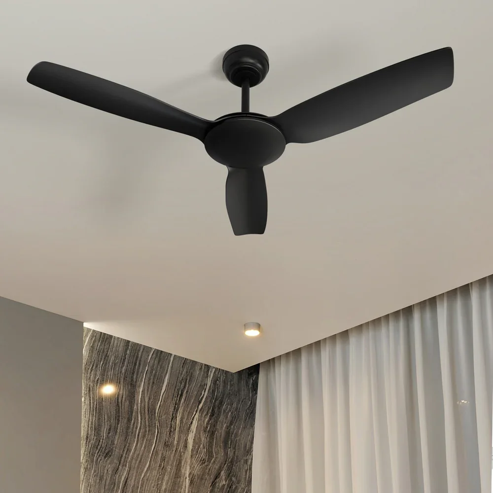 52'' Ceiling Fan DC 3 ABS Blades Remote Control Timer Black - Image 2