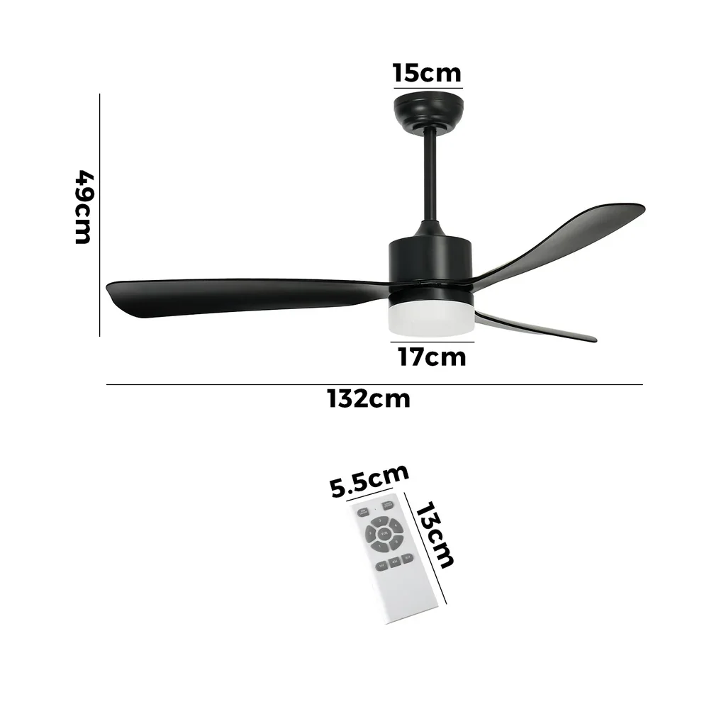 52" Ceiling Fan LED Light 5 Speed Fans Remote Control Black - Image 5