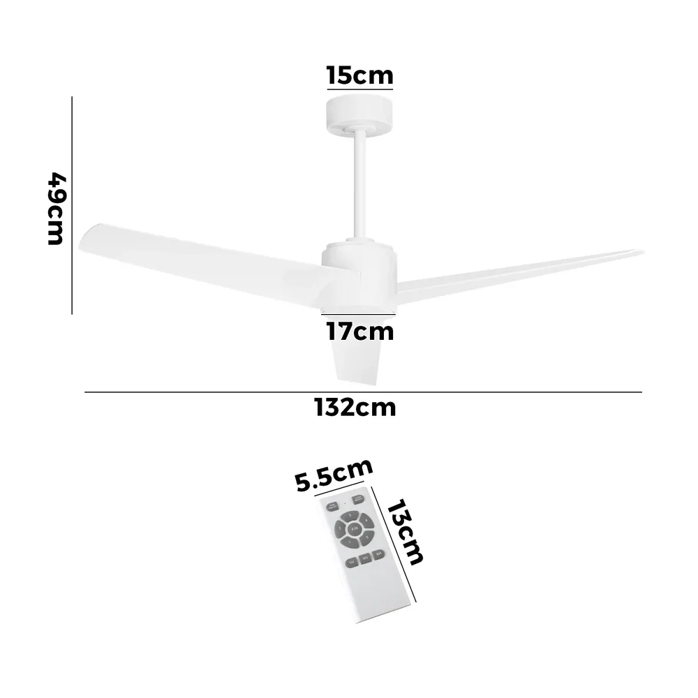 52" Ceiling Fan With Light DC Motor Remote Control White - Image 6
