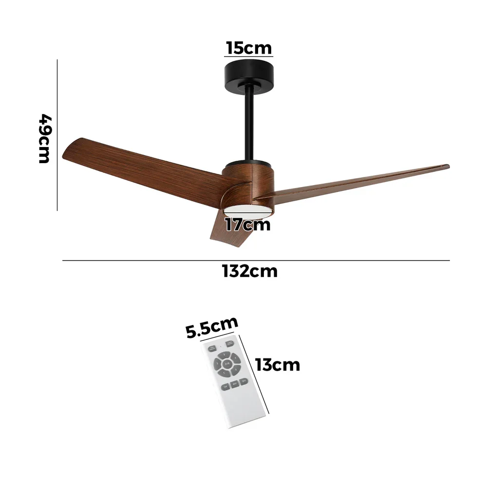 52" Ceiling Fan With Light DC Motor Remote Control Walnut - Image 5