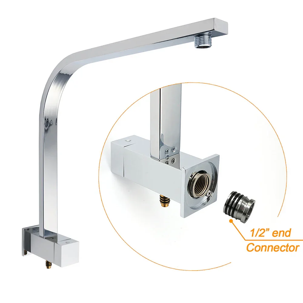 Chrome Dual Square Shower Set 12" Rain Shower Head 3 Function Handheld Rail Arm - Image 4