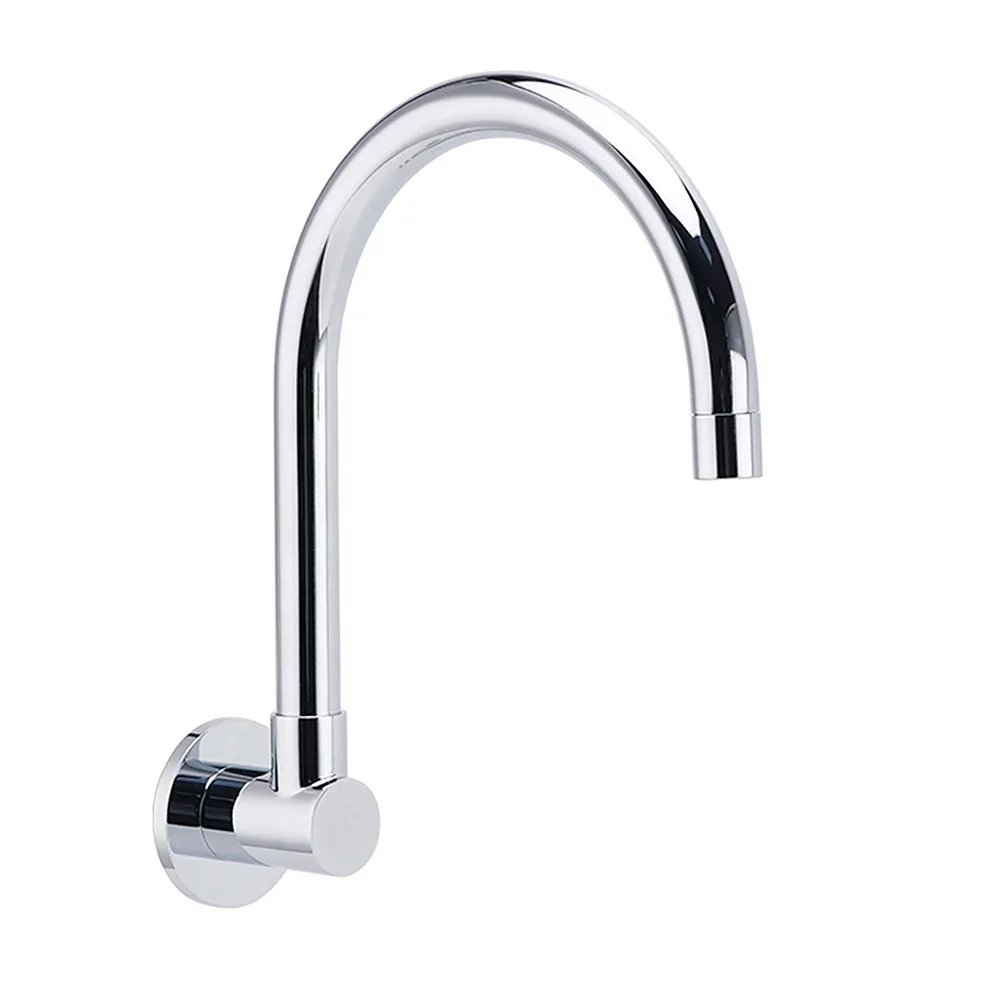Chrome Round Gooseneck Arm Faucet Water Outlet Wall Mounted Swivel Bathtub Spout