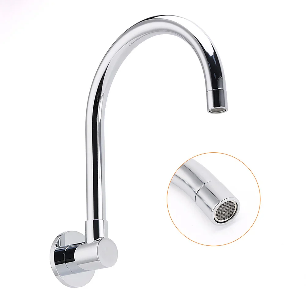 Chrome Round Gooseneck Arm Faucet Water Outlet Wall Mounted Swivel Bathtub Spout - Image 3