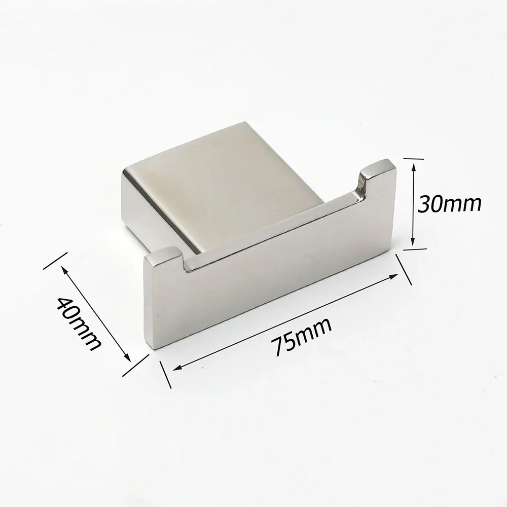 Chrome Square Robe Hook Clothes Towel Holder Bathroom Wall Mounted Hanger Kit - Image 2