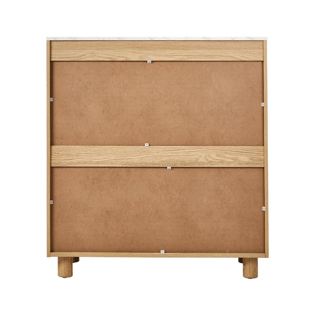 4 Chest of Drawers Dresser Faux Marble Top Natural - Image 4