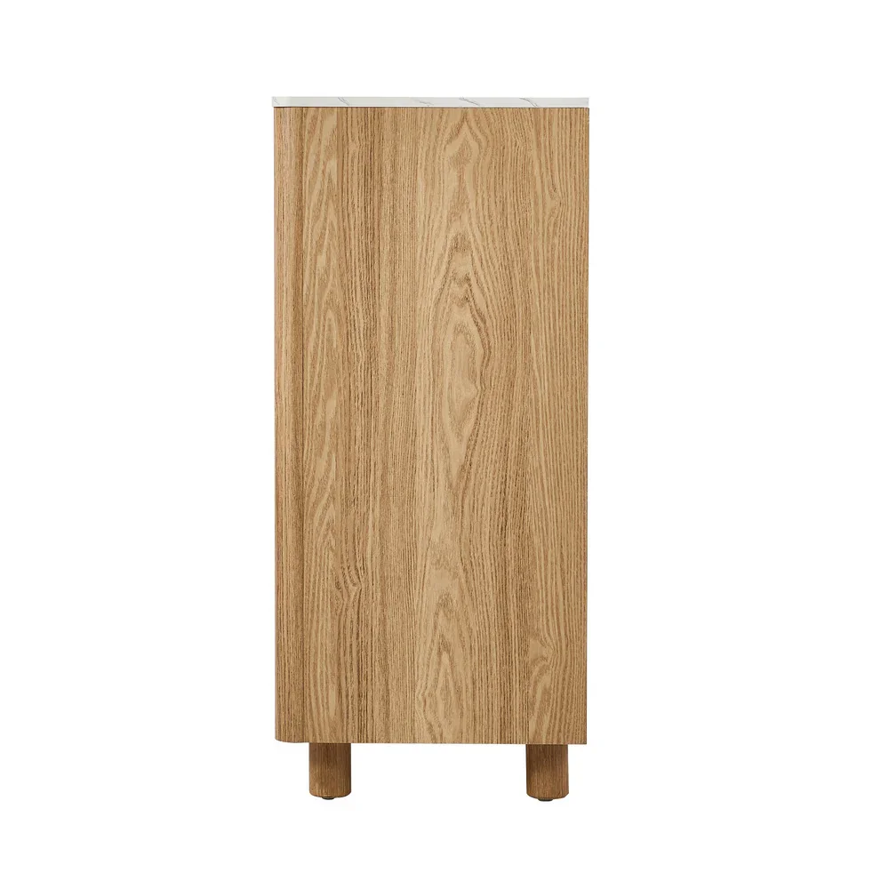 4 Chest of Drawers Dresser Faux Marble Top Natural - Image 8