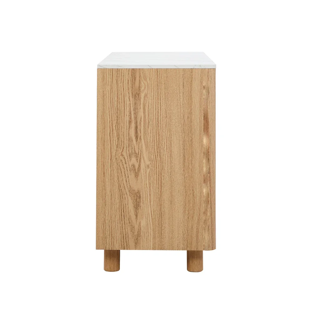 6 Chest of Drawers Dresser Faux Marble Top Natural - Image 6