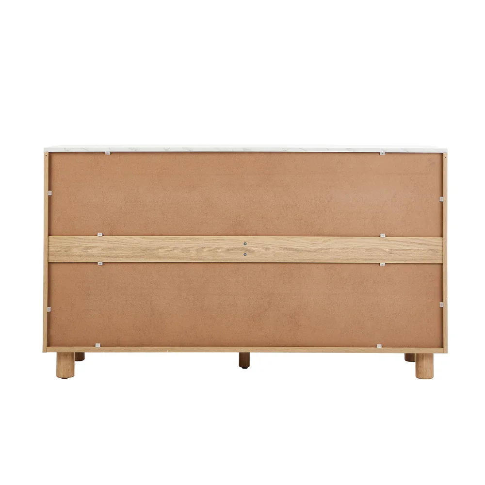 6 Chest of Drawers Dresser Faux Marble Top Natural - Image 9