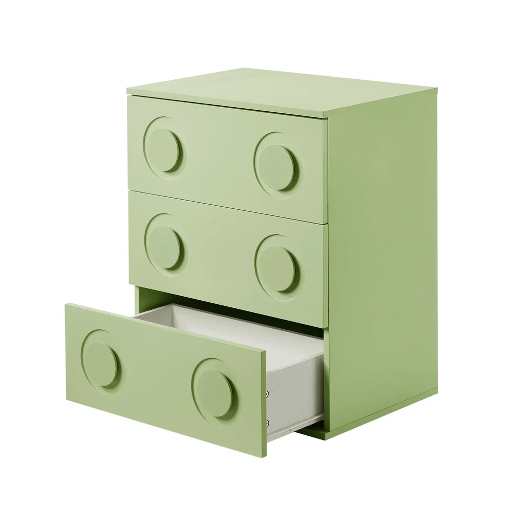 3 Chest of Drawers Cabinet Bedroom Dresser Night Stand Green - Image 2