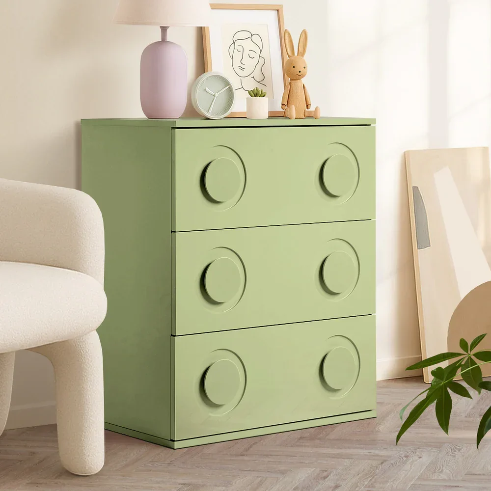 3 Chest of Drawers Cabinet Bedroom Dresser Night Stand Green - Image 9