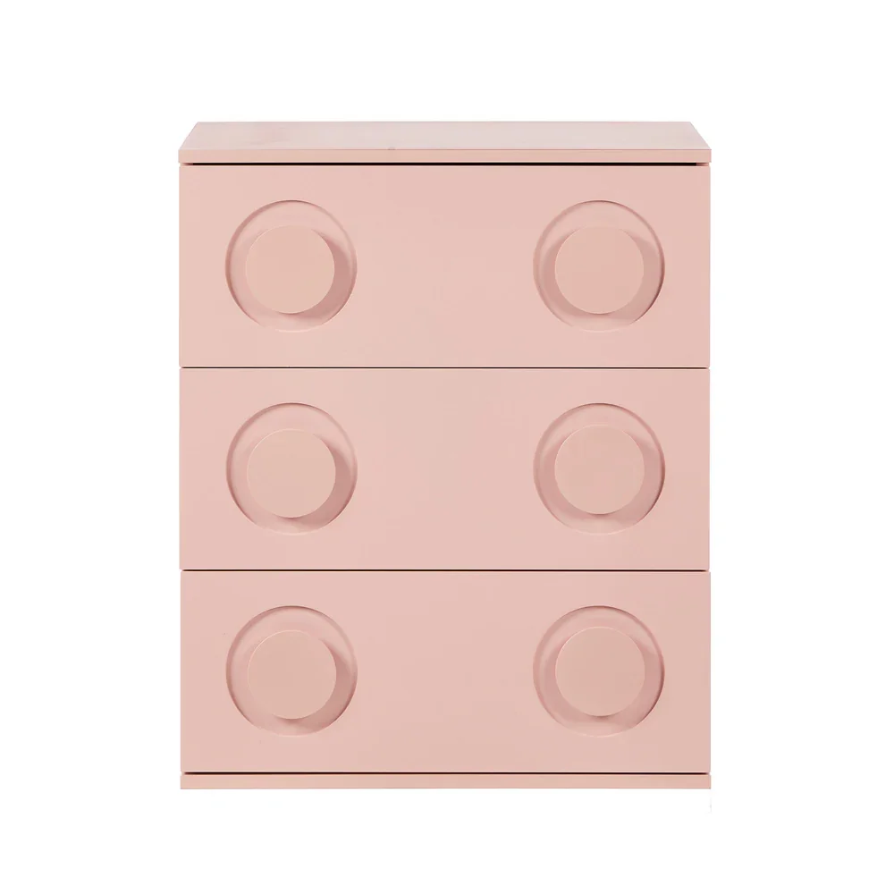 3 Chest of Drawers Cabinet Bedroom Dresser Night Stand Pink - Image 2