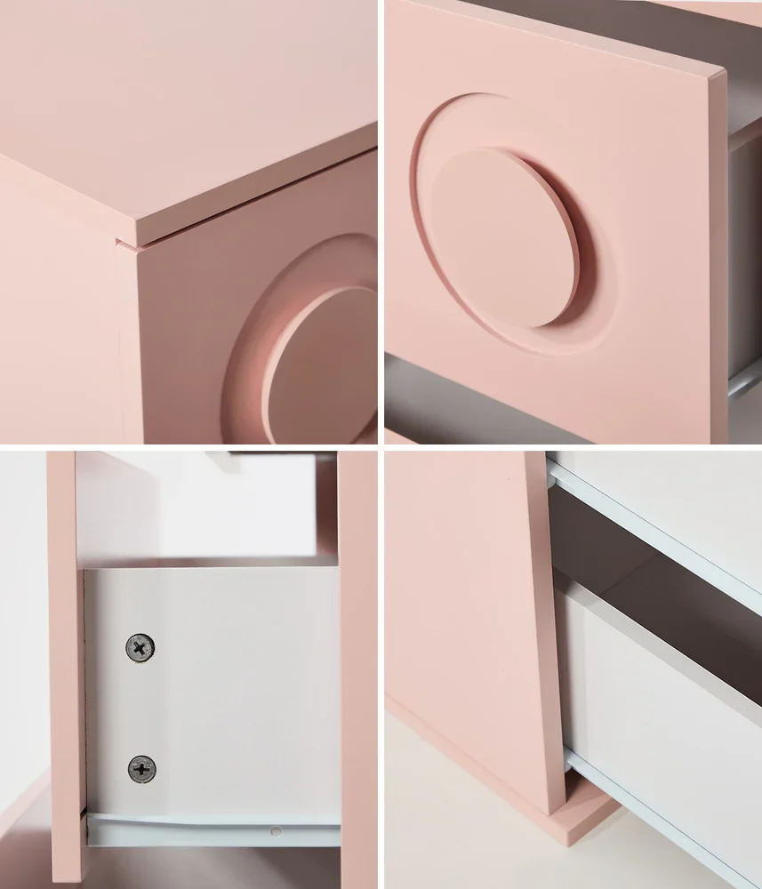 3 Chest of Drawers Cabinet Bedroom Dresser Night Stand Pink - Image 7
