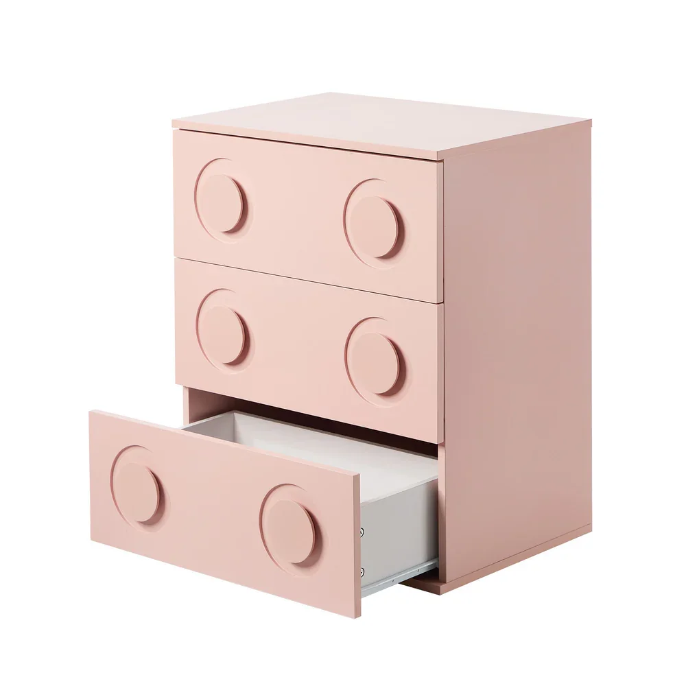 3 Chest of Drawers Cabinet Bedroom Dresser Night Stand Pink - Image 8