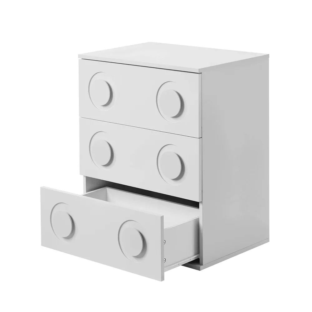 3 Chest of Drawers Cabinet Bedroom Dresser Night Stand White - Image 2
