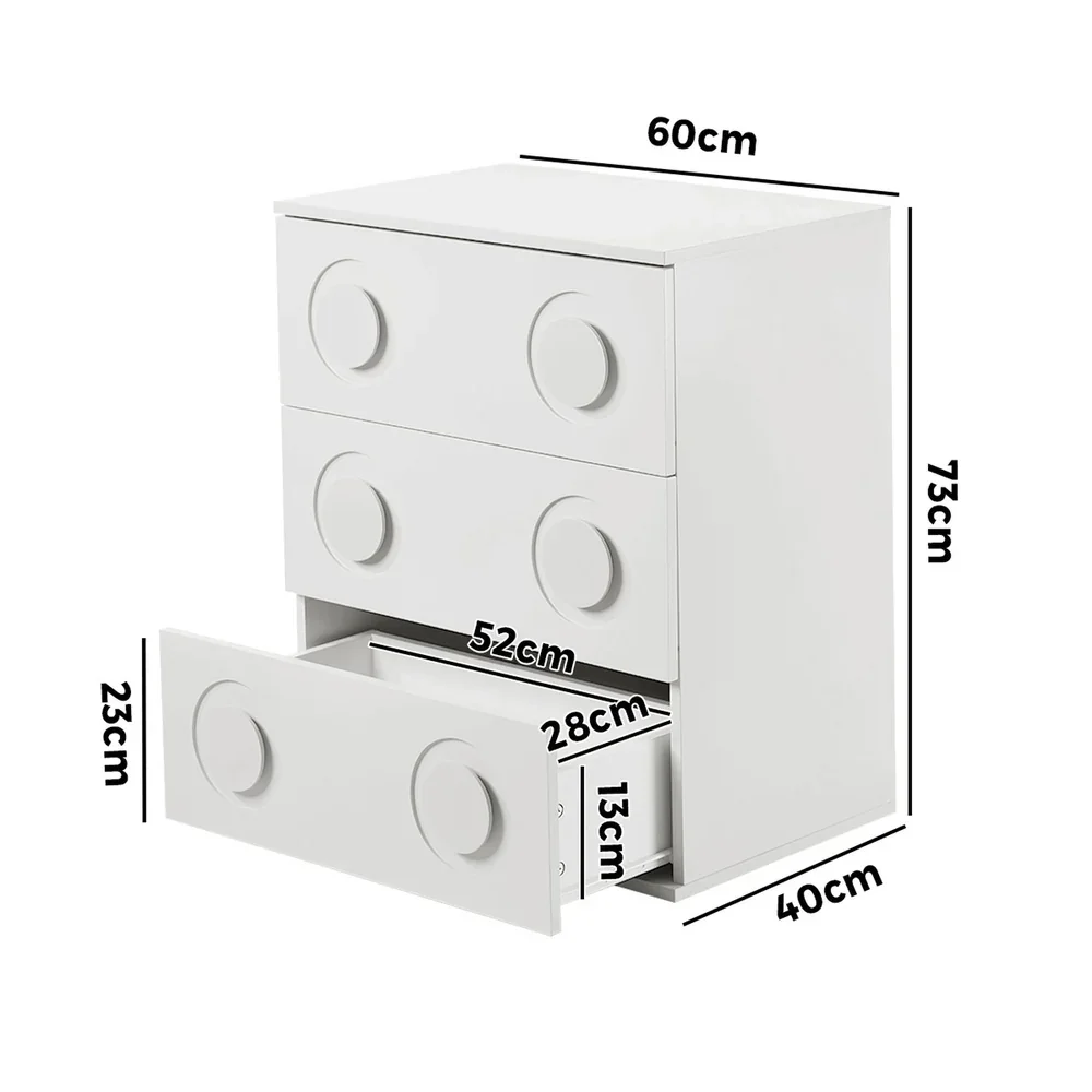 3 Chest of Drawers Cabinet Bedroom Dresser Night Stand White - Image 5