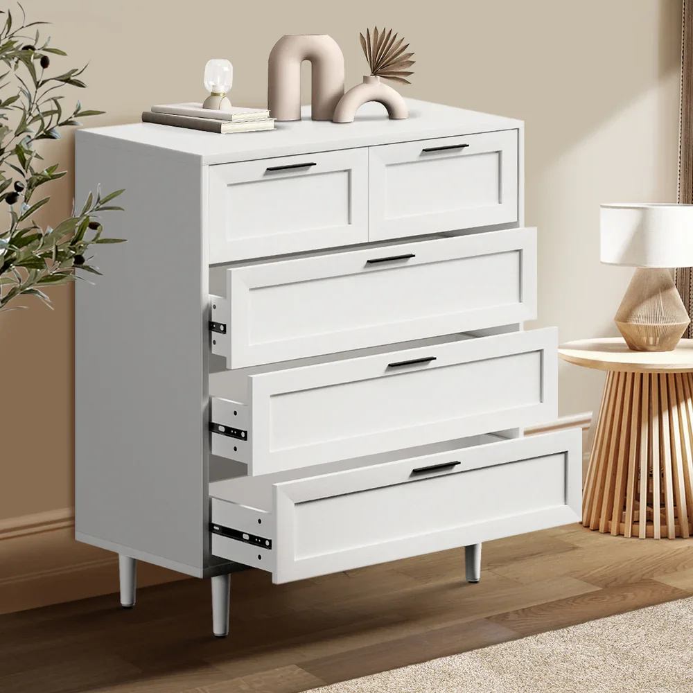 5 Chest of Drawers Dresser Tallboy White - Image 5