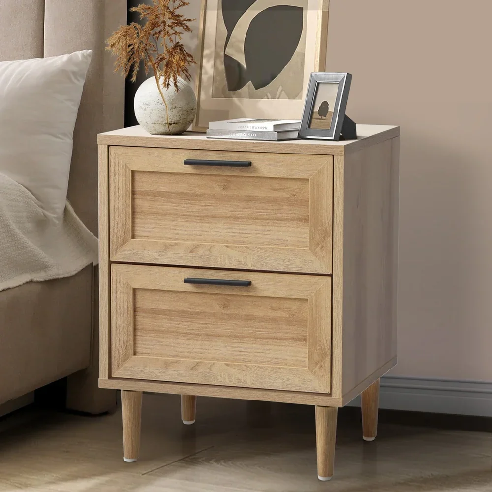 7 Chest of Drawers and 2 Bedside Tables Bedroom Set Natural - Image 7