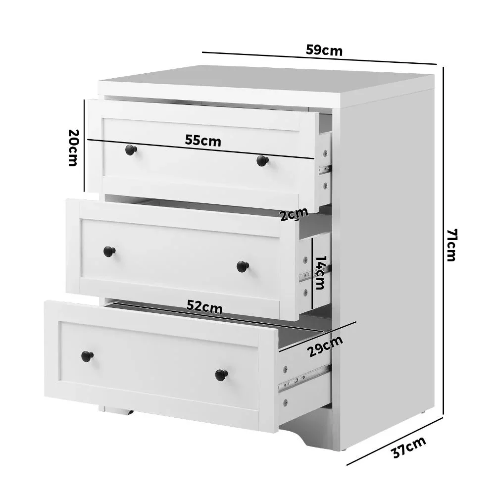 3 Chest of Drawers Hamptons Furniture White - Image 6