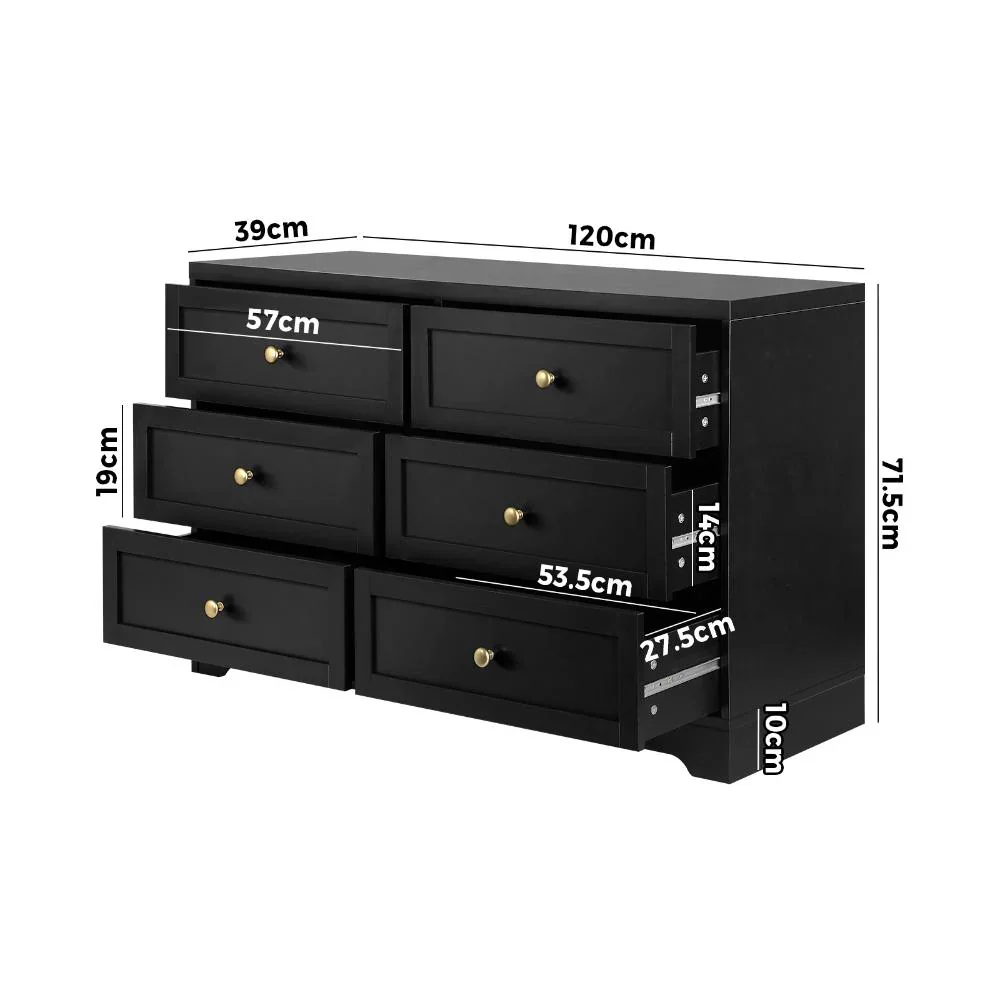 Chest of Drawers with 6 Drawers Black - Image 3