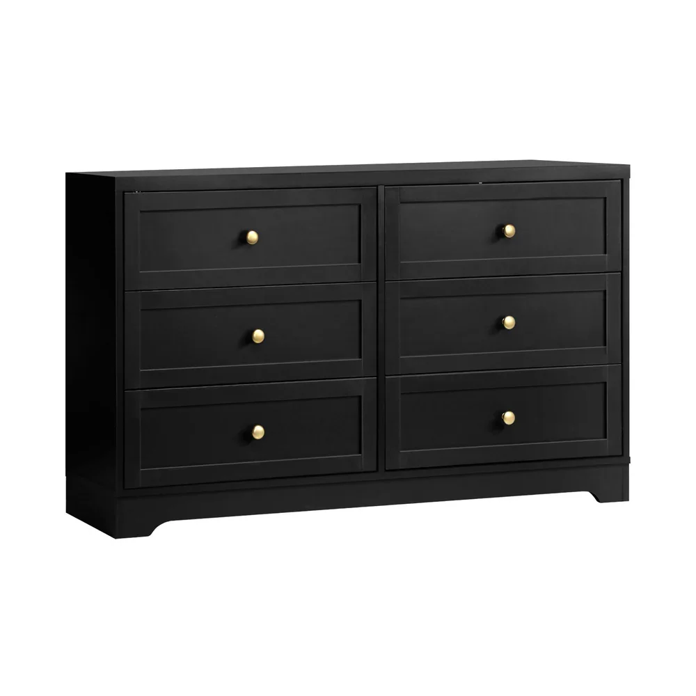 6 Chest of Drawers and Bedside Table Hamptons Furniture Set Black - Image 4